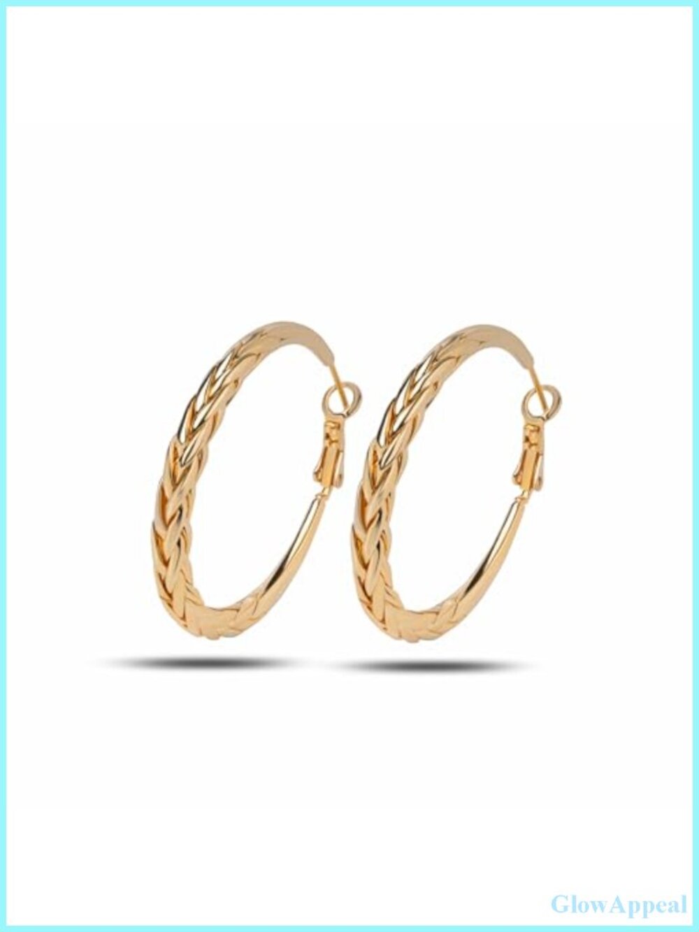 18K Gold Plated Wheat Braid Hoop Earrings for Women Stainless Steel
